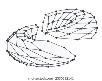 Tor isolared on white background. Polygonal geometric figure divided.