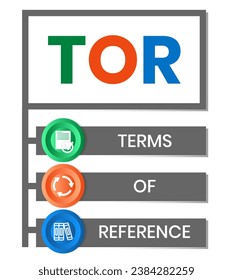TOR - Term of Reference acronym business concept background. vector illustration concept with keywords and icons. lettering illustration with icons for web banner, flyer, landing page