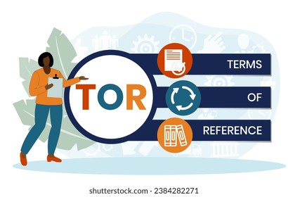 TOR - Term of Reference acronym business concept background. vector illustration concept with keywords and icons. lettering illustration with icons for web banner, flyer, landing page