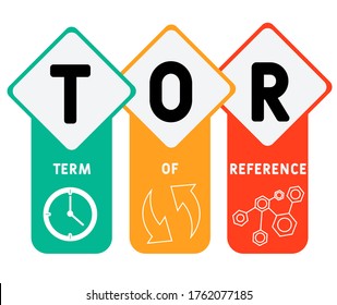 TOR - Term of Reference. word lettering illustration with icons for web banner, flyer, landing page, presentation, book cover, article, etc.