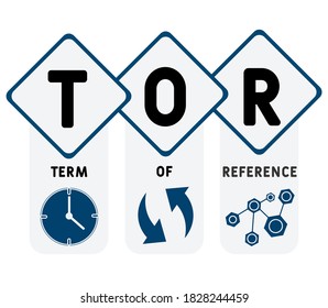 TOR - Term of Reference. word lettering illustration with icons for web banner, flyer, landing page, presentation, book cover, article, etc.
