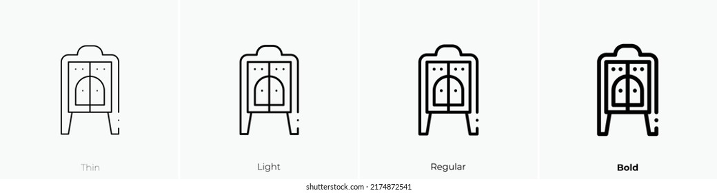 Torah Ark Icon. Thin, Light Regular And Bold Style Design Isolated On White Background