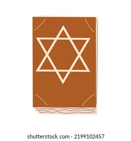 Torah book, Judaism religion Holy book. Ancient Jewish Bible sacred texts, holy scriptures. Vector illustration