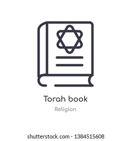 torah book outline icon. isolated line vector illustration from religion collection. editable thin stroke torah book icon on white background