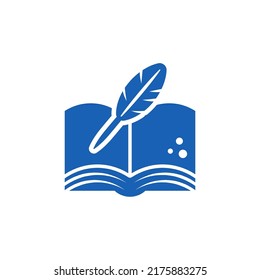 Torah Book And Quill Pen Logo Glyph Icon. Silhouette Of Torah Book With Ancient Quill Pen. Vector Design Element. Monochrome Symbols Collection