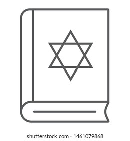 Torah book thin line icon, israel and religion, jewish book sign, vector graphics, a linear pattern on a white background, eps 10.