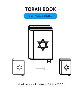 Torah book vector line icon with editable stroke