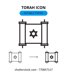 Torah book vector line icon with editable stroke