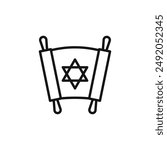 Torah icon outline collection in black and on white background