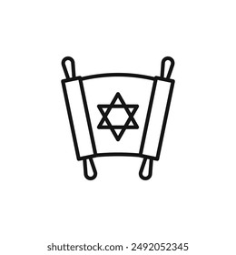 Torah icon outline collection in black and on white background