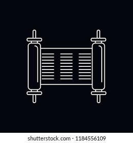 Torah icon. Outline illustration of Torah vector icon for web and advertising isolated on black background. Element of culture and traditions