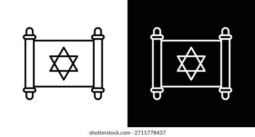 Esquema del icono de la Torá. Vector aislado pictograma para el Web
