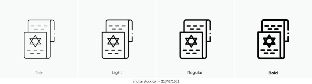 torah icon. Thin, Light Regular And Bold style design isolated on white background