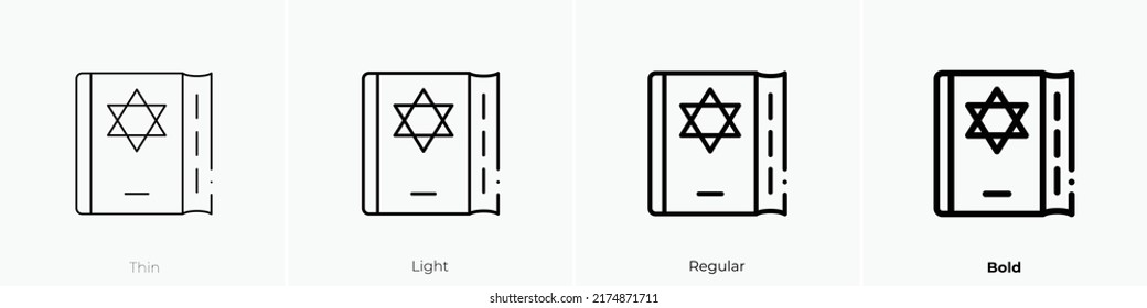 torah icon. Thin, Light Regular And Bold style design isolated on white background