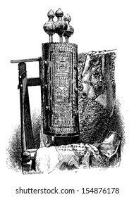 Torah or Jewish Bible, vintage engraved illustration. Le Tour du Monde, Travel Journal, 1881