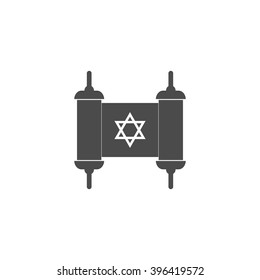 Torah jewish scroll book. Vector icon grey
