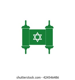 Torah jewish scroll book. Vector icon green