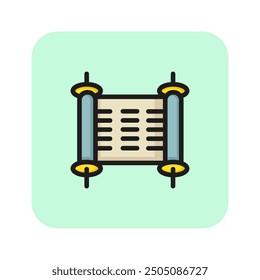 Torah line icon. Judaism, synagogue, Jewish Bible. Israel concept. Vector illustration can be used for topics like religion, travel, national culture