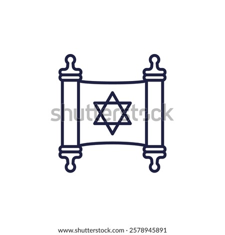 torah line icon with paper scroll