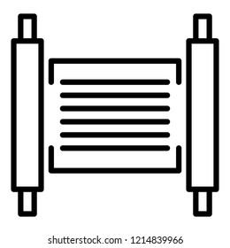 Torah papyrus icon. Outline torah papyrus vector icon for web design isolated on white background