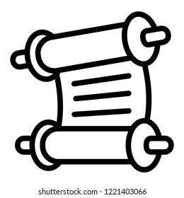 Torah papyrus icon. Outline torah papyrus vector icon for web design isolated on white background