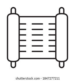 torah parchment paper scroll icon over white background, line style, vector illustration