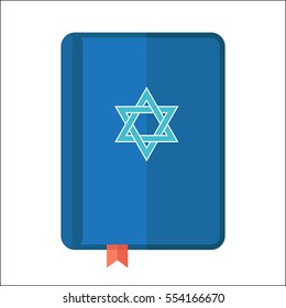 Torah or Pentateuch vector illustration. Holiday of Hanukkah element. Jewish symbol for celebration of Chanukah or Festival of Lights. Feast of Dedication icon or festivity item.