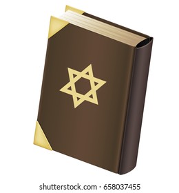 Torah or Pentateuch vector illustration. Holiday of Hanukkah element. Jewish symbol for celebration of Chanukah or Festival of Lights. Feast of Dedication icon or festivity item.