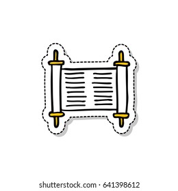 torah scroll doodle icon, sticker