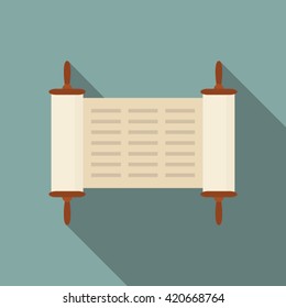 Torah scroll in flat style. 