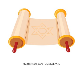 Torah scroll Hand drawn trendy flat style isolated icon. Ancient Jewish bible book scroll of Torah. Jewish holidays. Vector illustration