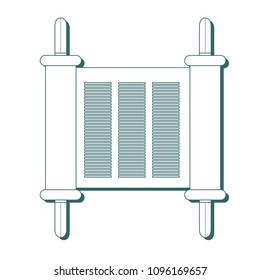 Torah scroll icon in flat style. Jewish Torah in expanded form. Flat illustration Torah Book, Jewish Torah, law Books. Simple old parchment scroll with the text. Symbol old scroll.