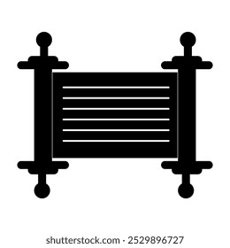 Torah scroll icon, Hebrew Scroll of the Torah flat black simple illustration for web and app..eps