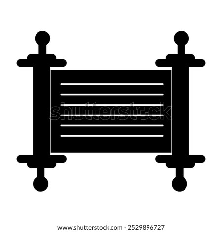 Torah scroll icon, Hebrew Scroll of the Torah flat black simple illustration for web and app..eps