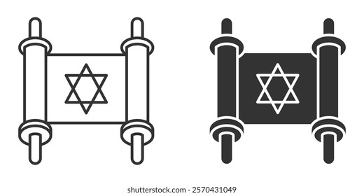 Torah scroll icon with Star of David, vector illustration.