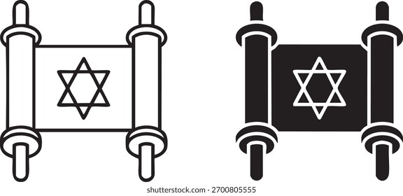 Torah scroll icon with star of david vector illustration