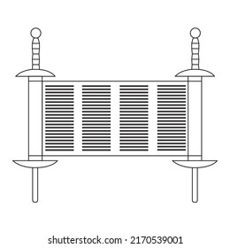 Torah scroll icon. Vector symbol or sign of the holy Jewish book of the Torah.