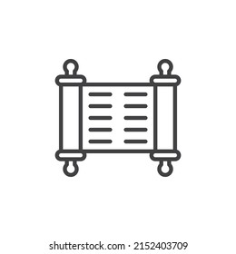 Torah scroll line icon. linear style sign for mobile concept and web design. Hebrew Scroll of the Torah outline vector icon. Symbol, logo illustration. Vector graphics