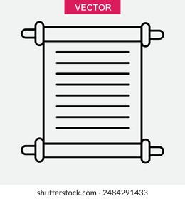 Torah scroll line icon. vector flat black trendy style illustration for web and app on white background..eps