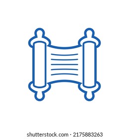 Torah scroll linear icon. Outline silhouette of torah scroll. Monochrome logo, vector design element for Jewish holidays