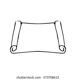 Torah scroll. Megillat Esther. Jewish Holiday of Purim. Doodle Sketch. Hand draw Vector illustration.