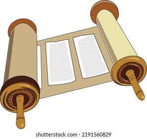 Torah scroll parchment illustration, for web design isolated on white background