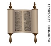 Torah scroll with text. Vector clip art, isolated.