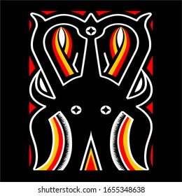 Toraja Motif Vektorillustration mit schwarzem Hintergrund, kann Zierelement sein