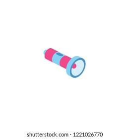 Torch 3D flat isometric icon symbol. Flat creative illustration idea