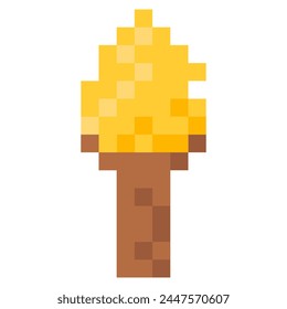 Torch for 8-bit games. Vector icon in pixel art style