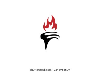 Torch abstract logo design with pillar shape combination