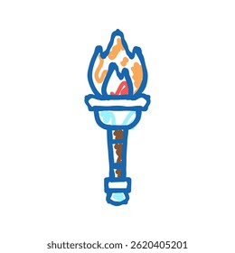 torch ancient greece doodle icon sketch vector. torch ancient greece sign. isolated symbol illustration
