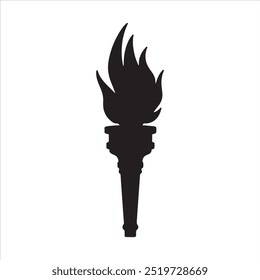 Torch black silhouette vector illustration on white background  
