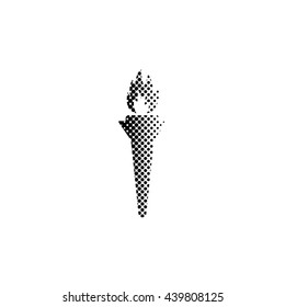 torch - black vector icon;  halftone illustration